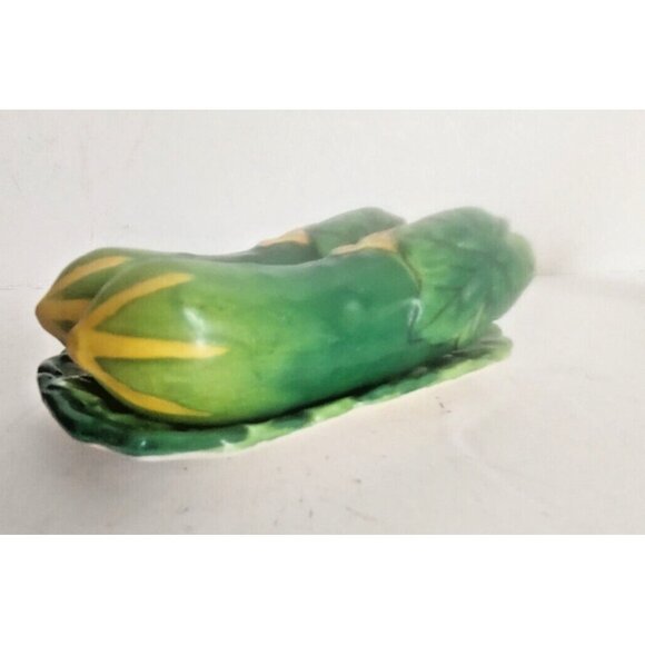 Vintage Cucumber Salt and Pepper Shakers & Underplate Hinode Japan 1950's - Picture 11 of 13
